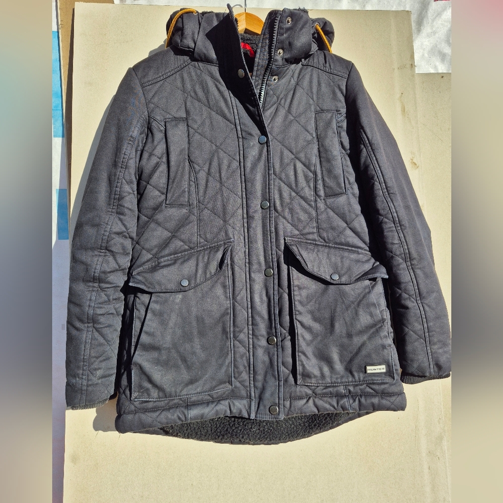 Hunter Womens Quilted Winter Jacket Black Size Small